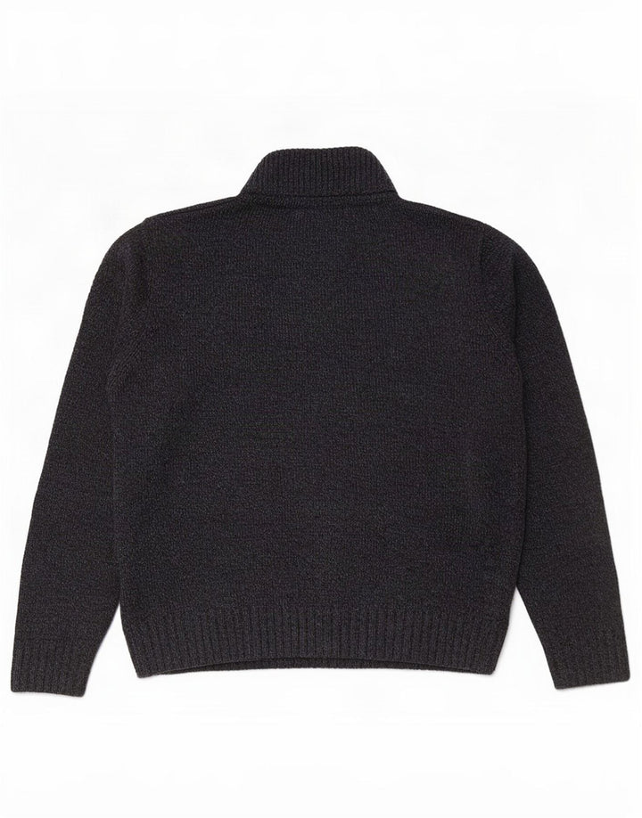 Suéter masculino Marks & Spencer com gola com botão, azul marinho médio manchado