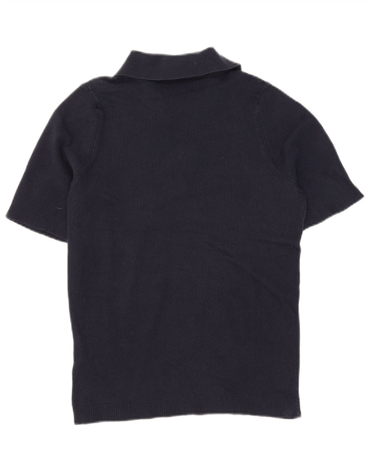 Camisa polo feminina Marks & Spencer Reino Unido 12 algodão azul marinho médio