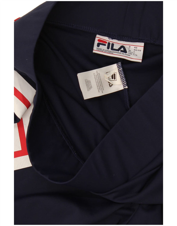 Fila Leggings Gráfico Feminino UK 14 Grande Poliéster Geométrico Azul Marinho