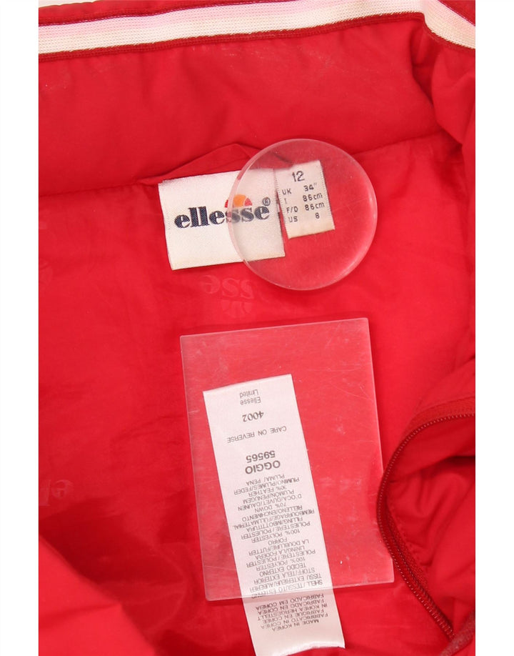 ELLESSE Colete acolchoado feminino UK 12 poliéster vermelho médio
