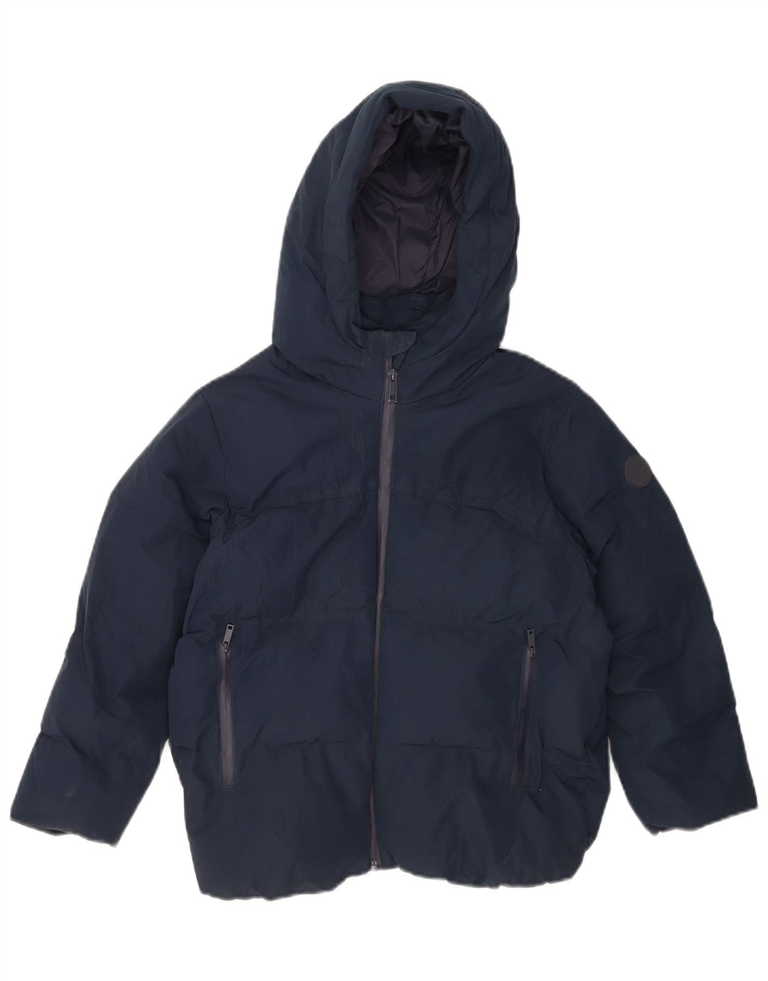 Casaco acolchoado com capuz Zara para meninas 8-9 anos azul marinho poliéster