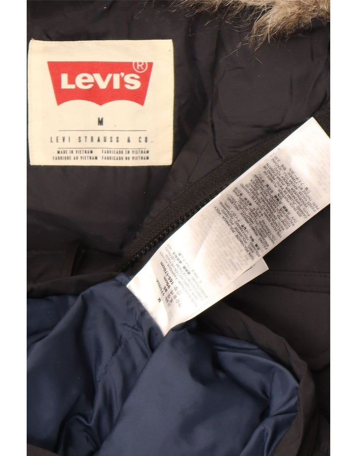 Jaqueta masculina acolchoada com capuz Levi's UK 38 poliamida preta média