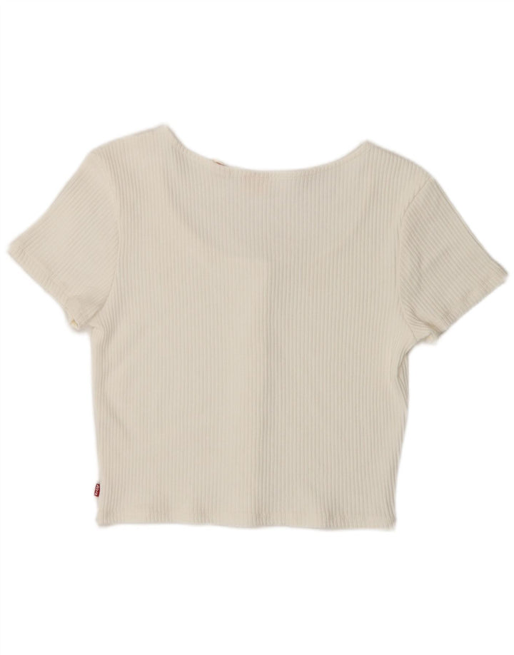 Blusa feminina Levi's Crop Shirt UK 14 grande branca