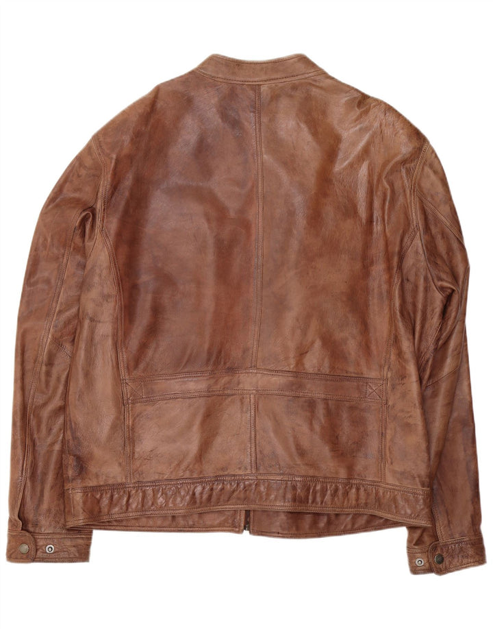 Jaqueta de couro masculina vintage IT 60 4XL marrom