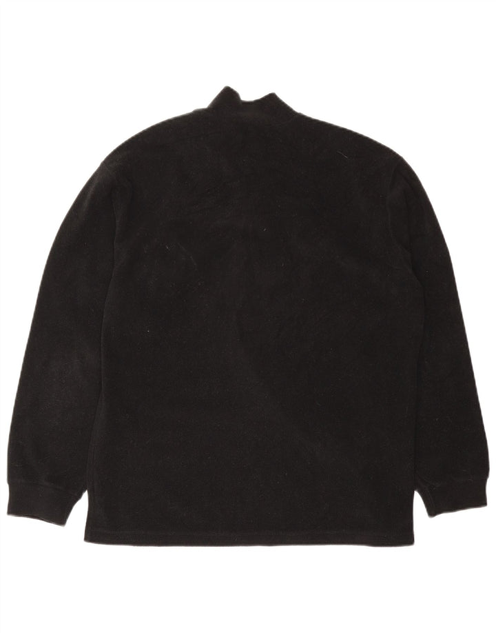 Fila Suéter masculino de lã com zíper e gola média preto