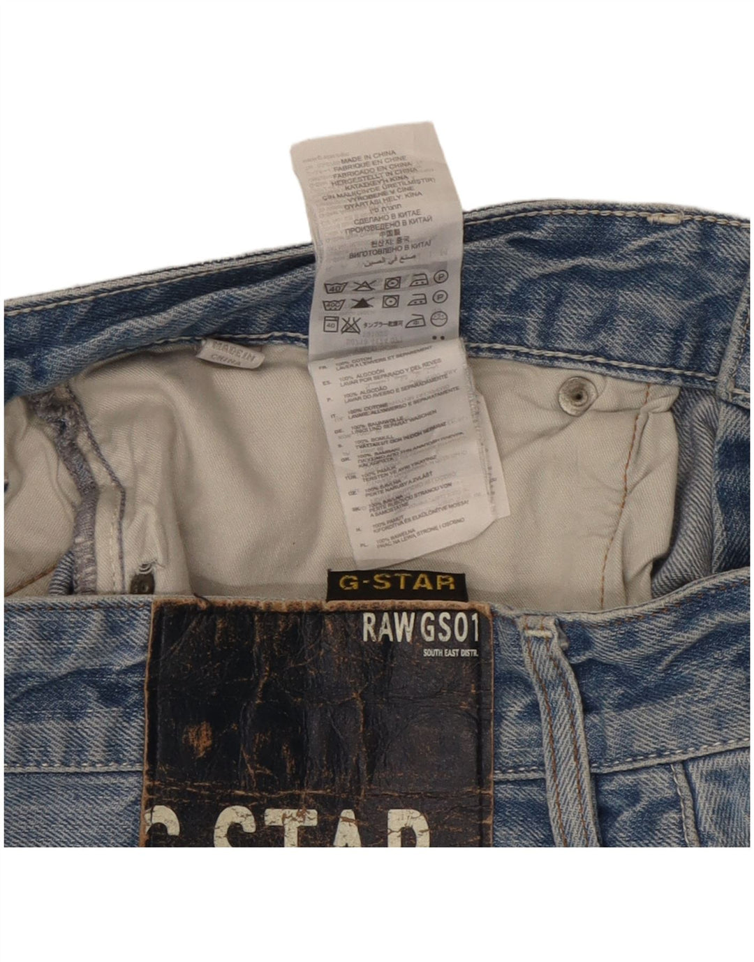 Jeans retos masculinos G-Star W33 L32 algodão azul