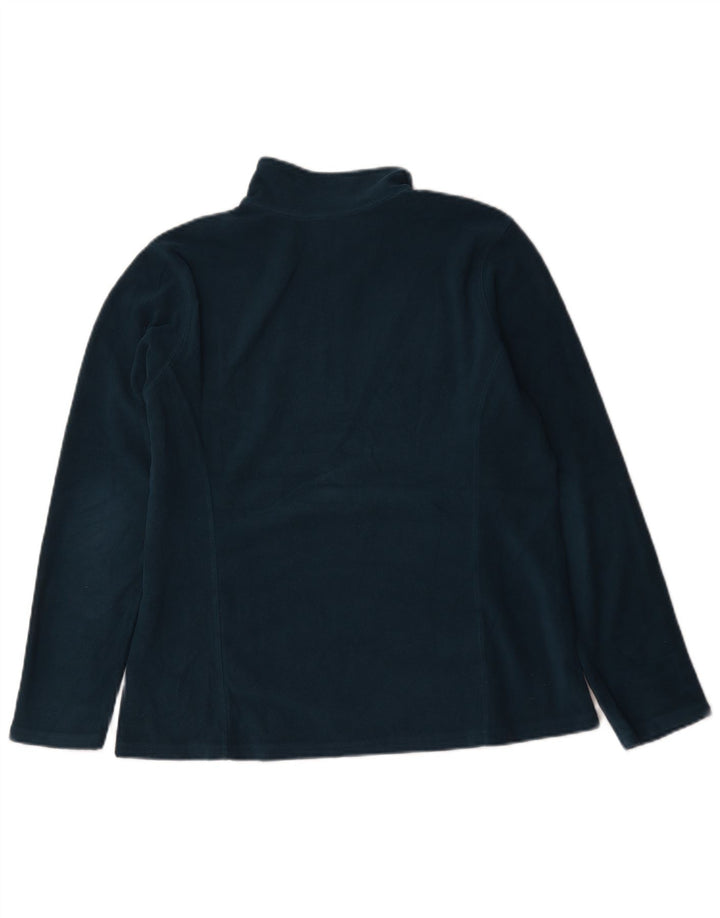 Jumper de lã feminino Eddie Bauer com zíper e gola UK 16 grande azul poliéster