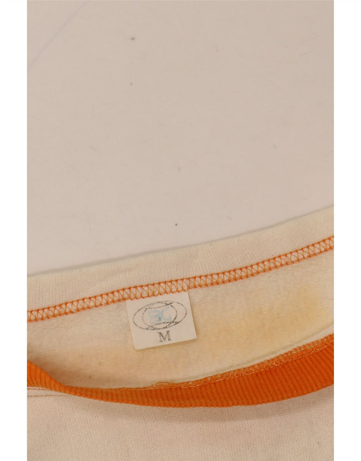 Camiseta feminina vintage Malibu com estampa gráfica UK 14 médio off white