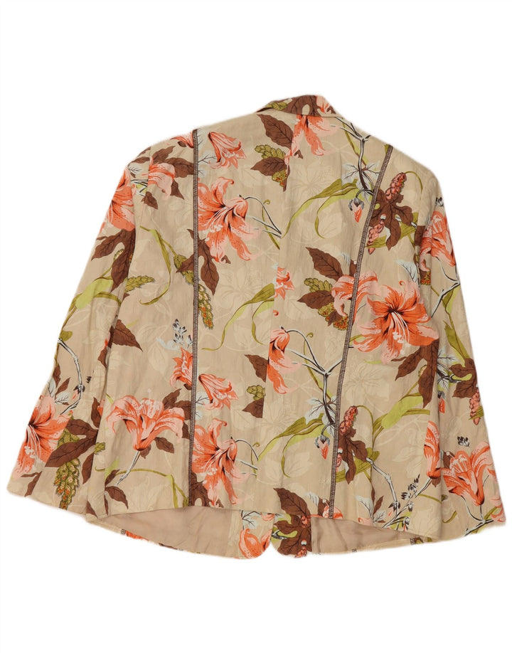 Jaqueta blazer feminina manga 3/4 GERRY WEBER Reino Unido 20 2XL bege floral