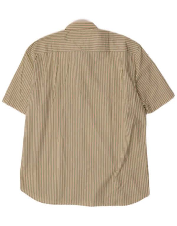 Camisa masculina de manga curta Cacharel tamanho 41 16 grande algodão listrado cinza