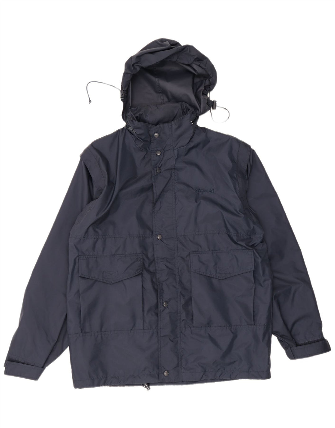 Jaqueta de chuva masculina Spalding com capuz UK 38 poliamida azul marinho médio