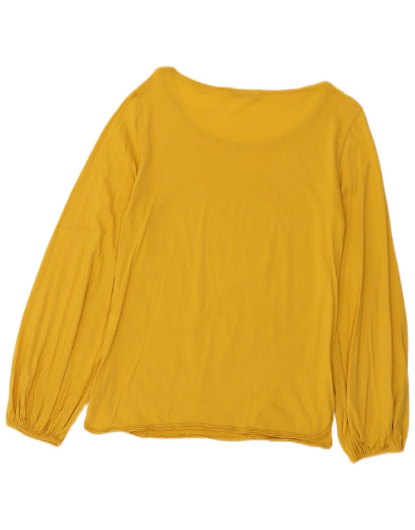 Top feminino Zara manga comprida UK 10 pequeno algodão amarelo
