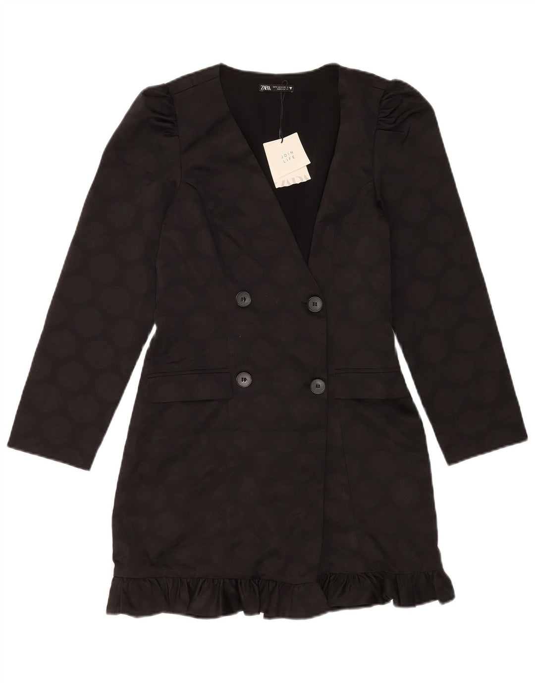 Jaqueta blazer feminina Zara com peito duplo Reino Unido 10 pequeno preto geométrico
