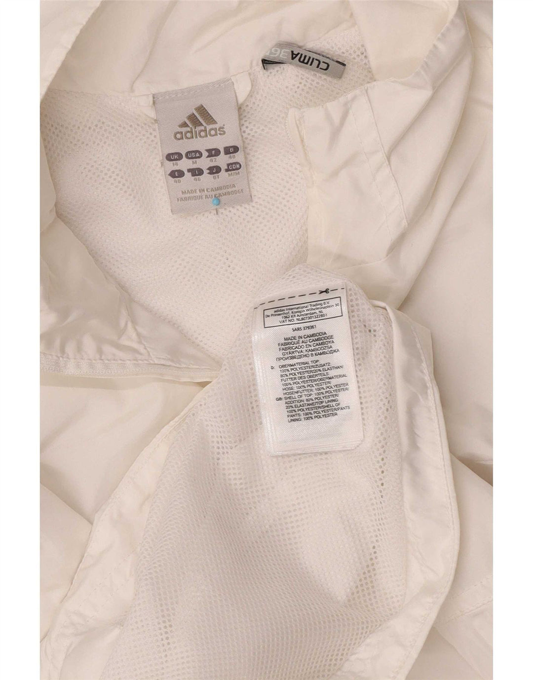Adidas Womens Clima 365 Tracksuit Top Jacket UK 14 Médio Branco Poliéster