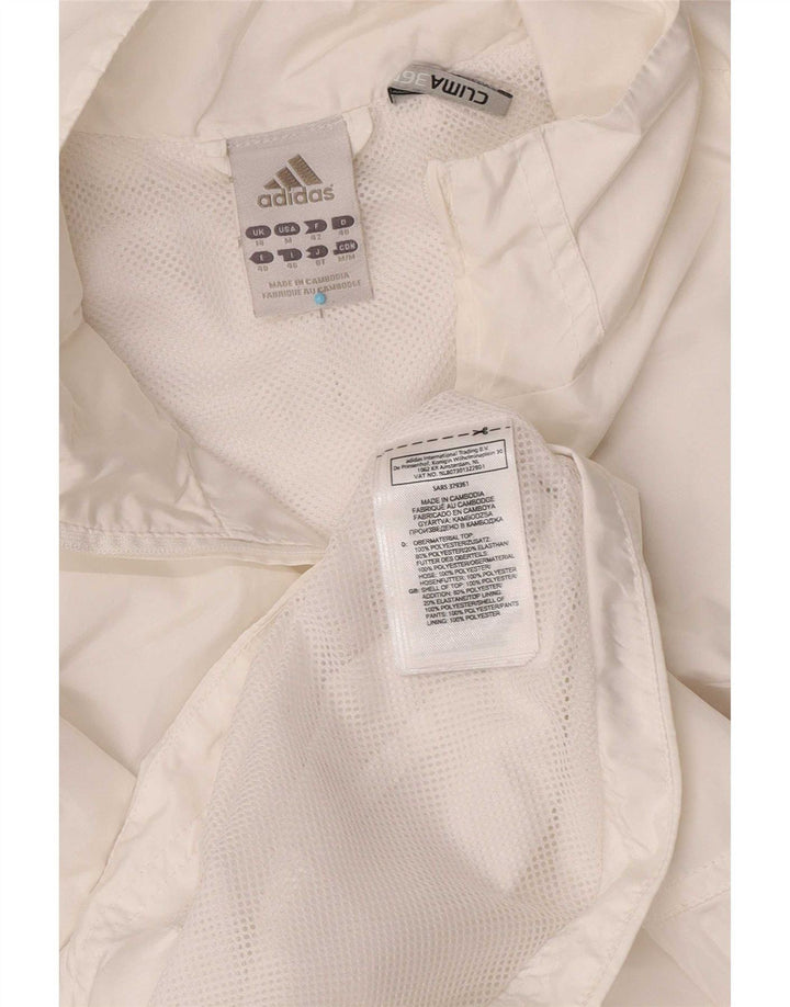 Adidas Womens Clima 365 Tracksuit Top Jacket UK 14 Médio Branco Poliéster