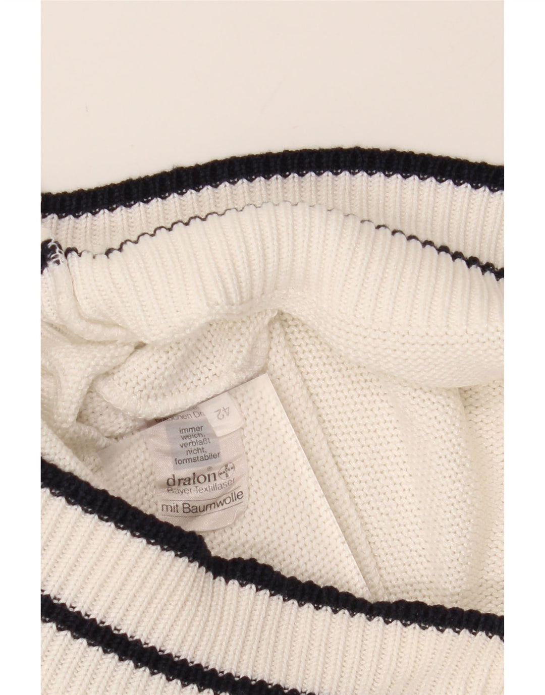 RABE Womens Abstract Pattern Boat Neck Jumper Sweater IT 42 Medium White Vintage Rabe and Second-Hand Rabe from Messina Hembry 