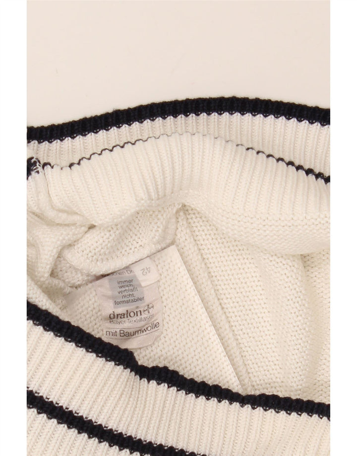 RABE Womens Abstract Pattern Boat Neck Jumper Sweater IT 42 Medium White Vintage Rabe and Second-Hand Rabe from Messina Hembry 