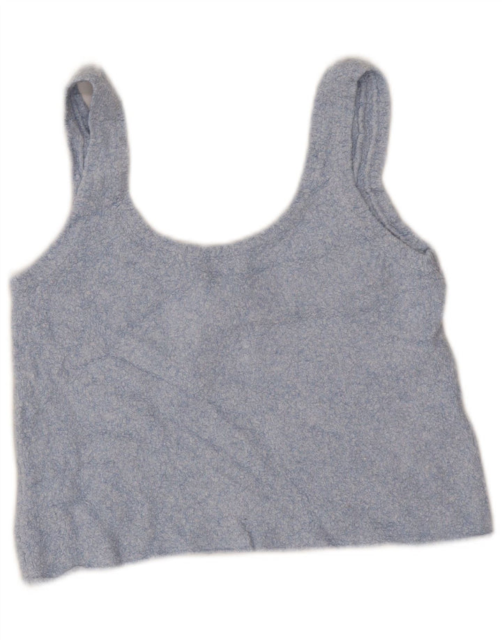 Zara Womens Crop Vest Top UK 14 Grande Algodão Azul