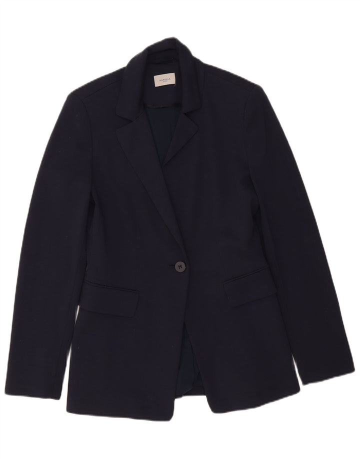 Jaqueta blazer feminina Marella com 1 botão Reino Unido 8 pequena azul marinho viscose