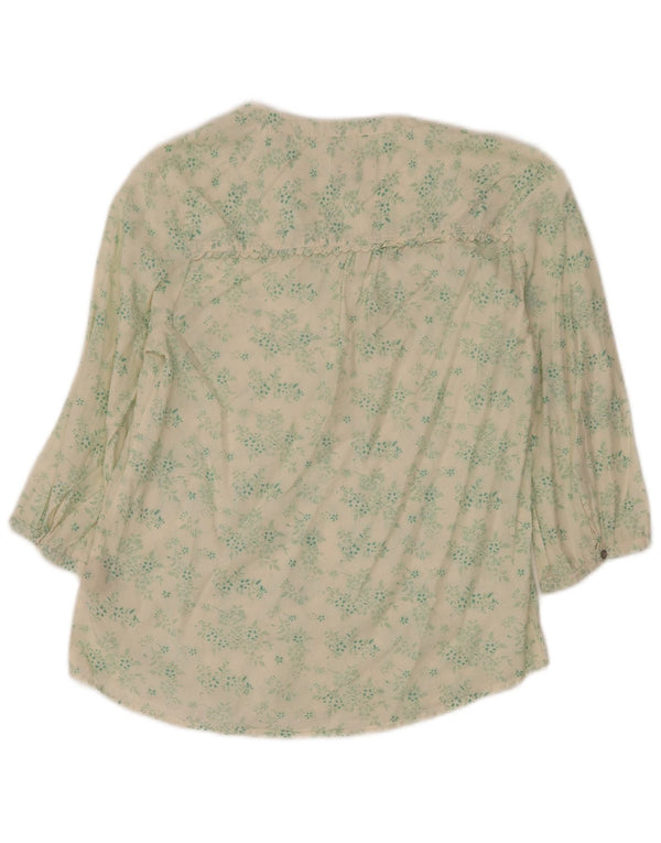 MAISON SCOTCH Womens Oversized 3/4 Sleeve Blouse Top US 2 XS Green Floral