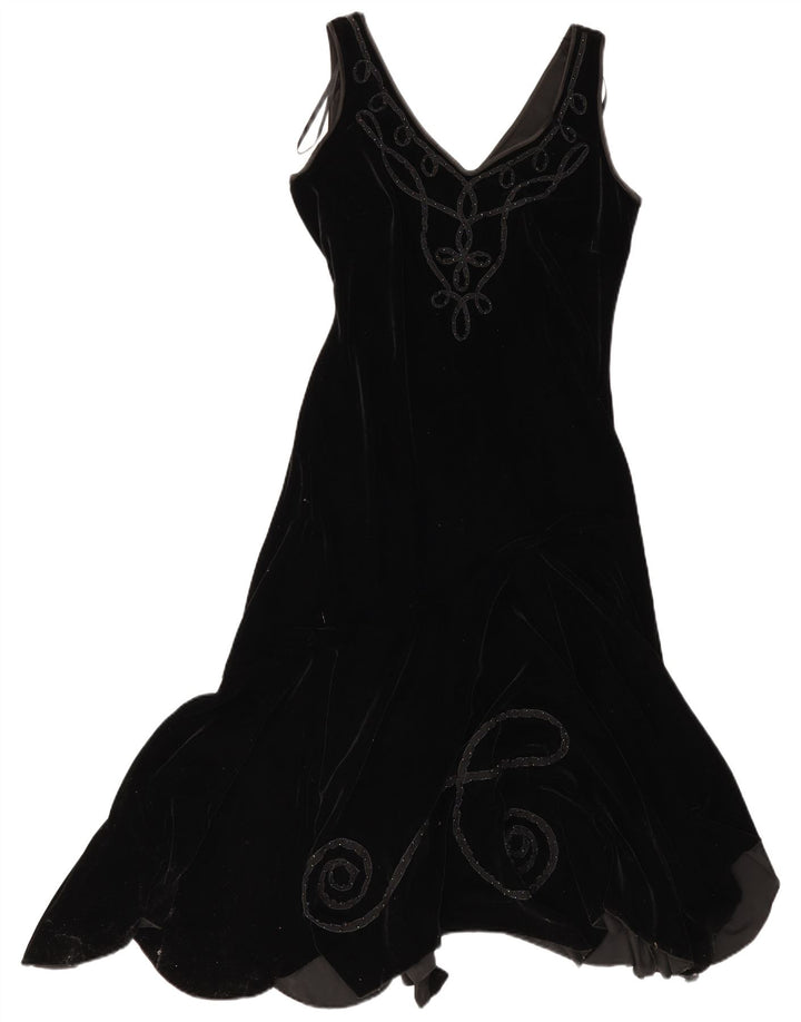 Vestido assimétrico feminino sem mangas Simon Jeffrey Reino Unido 12 médio preto