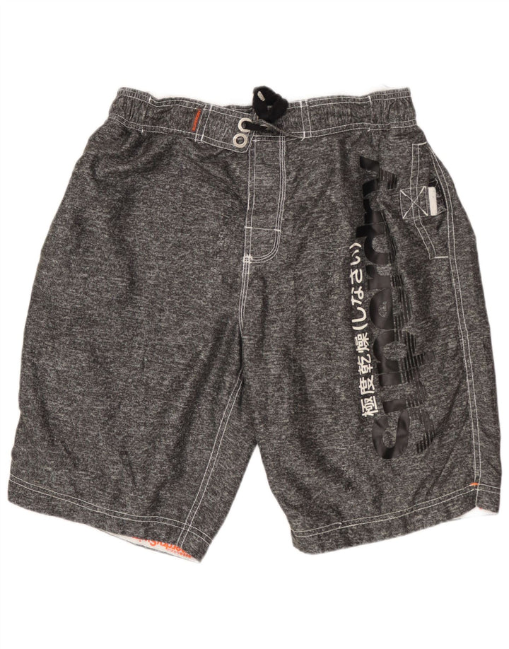 Shorts de natação masculino Superdry Graphic XL poliéster manchado cinza