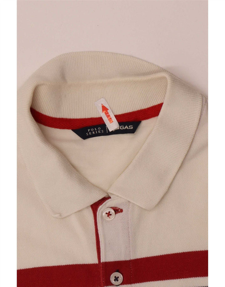 Camisa polo masculina Gas XL algodão listrado branco