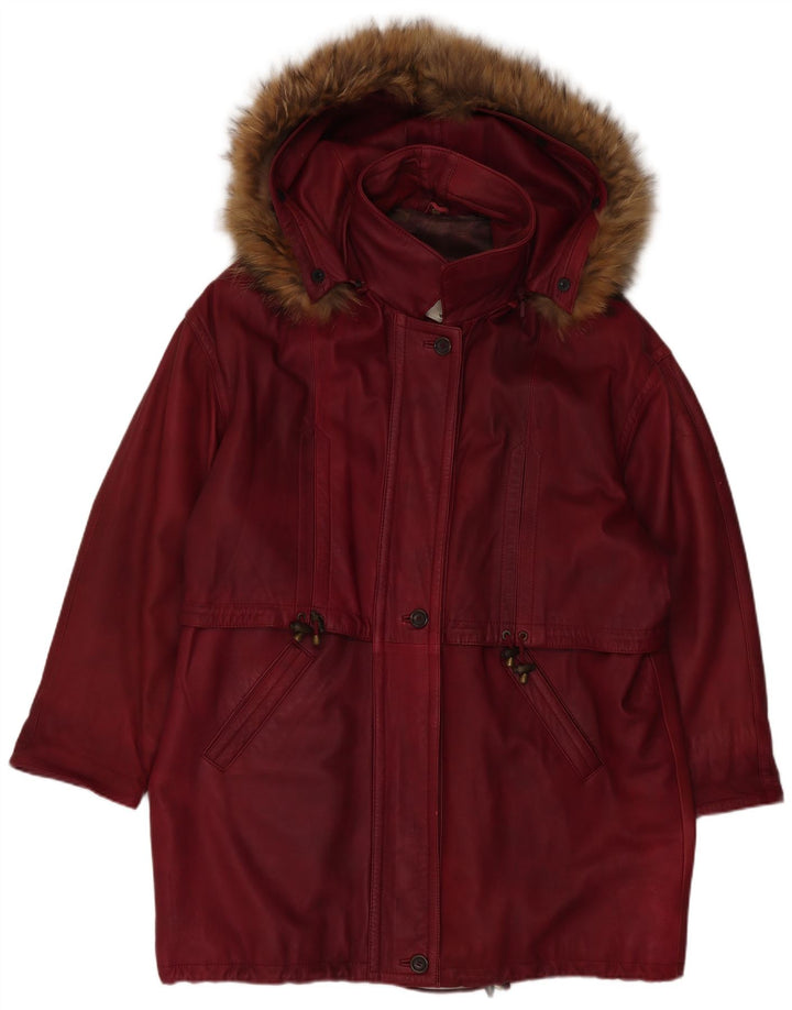 Jaqueta Parka com capuz grande feminina vintage EU 48 2XL marrom