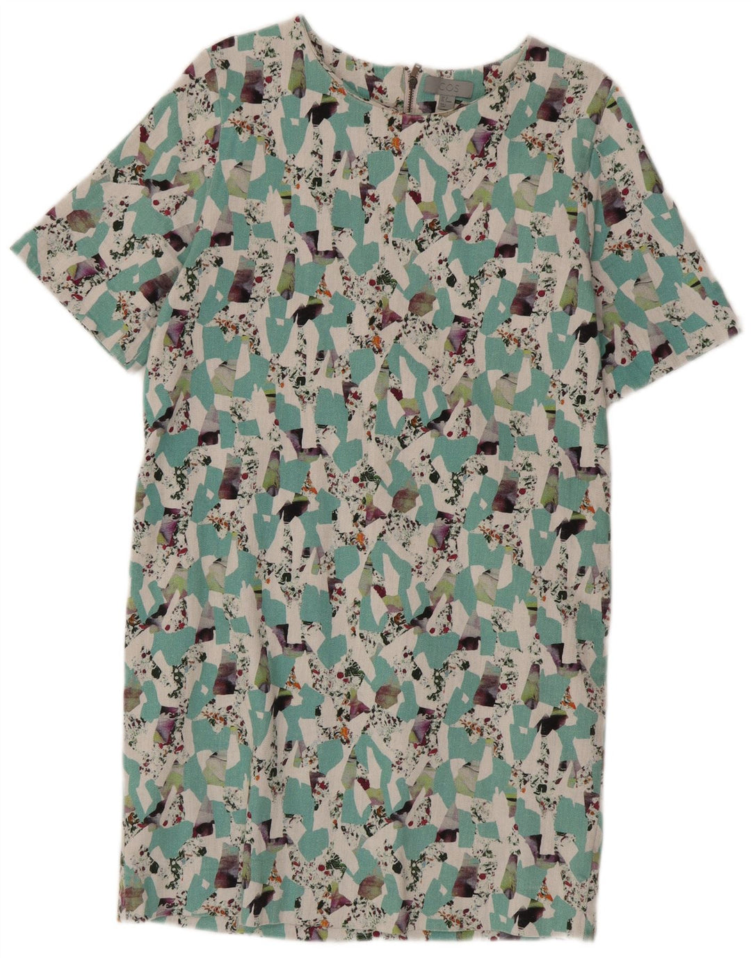 Cos Womens Regular Shift Dress EU 38 Médio Algodão Geométrico Multicolorido