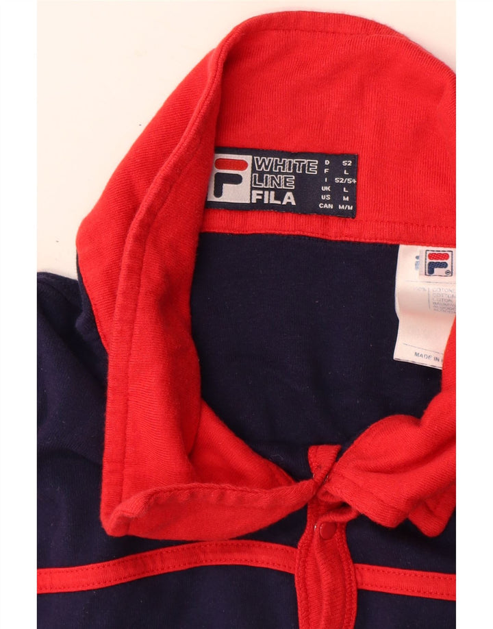 Camisa polo masculina FILA grande algodão colorblock azul marinho