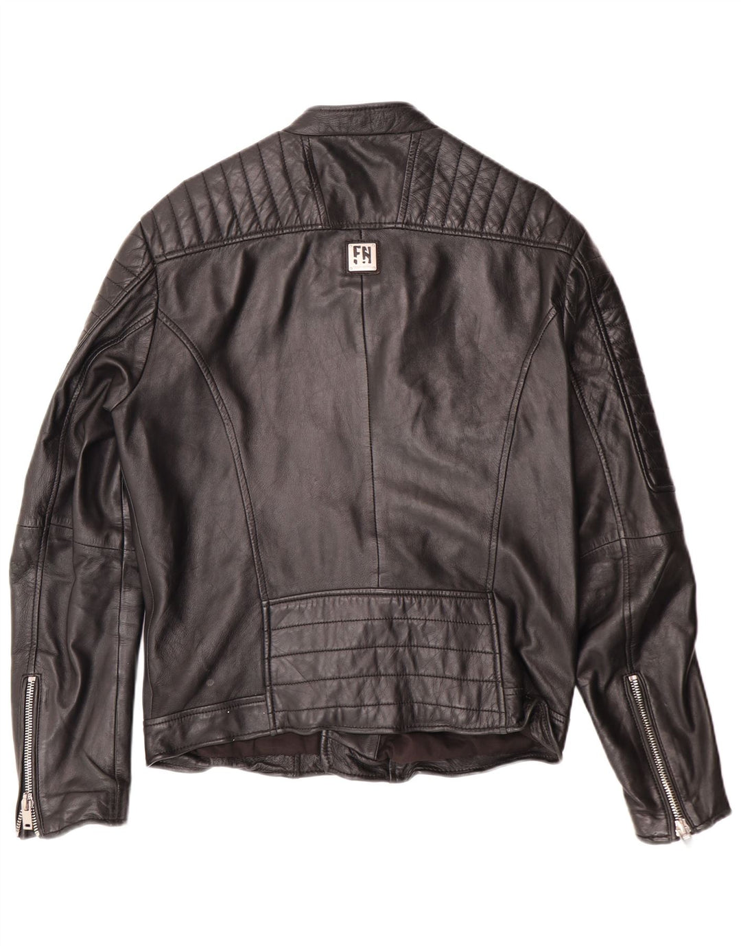Jaqueta masculina de couro para motociclista Freaky Nation Reino Unido 38 couro preto médio