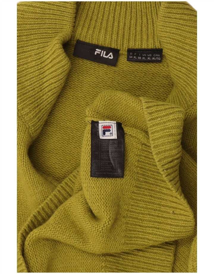 Suéter masculino Fila com zíper e gola XL de lã cáqui