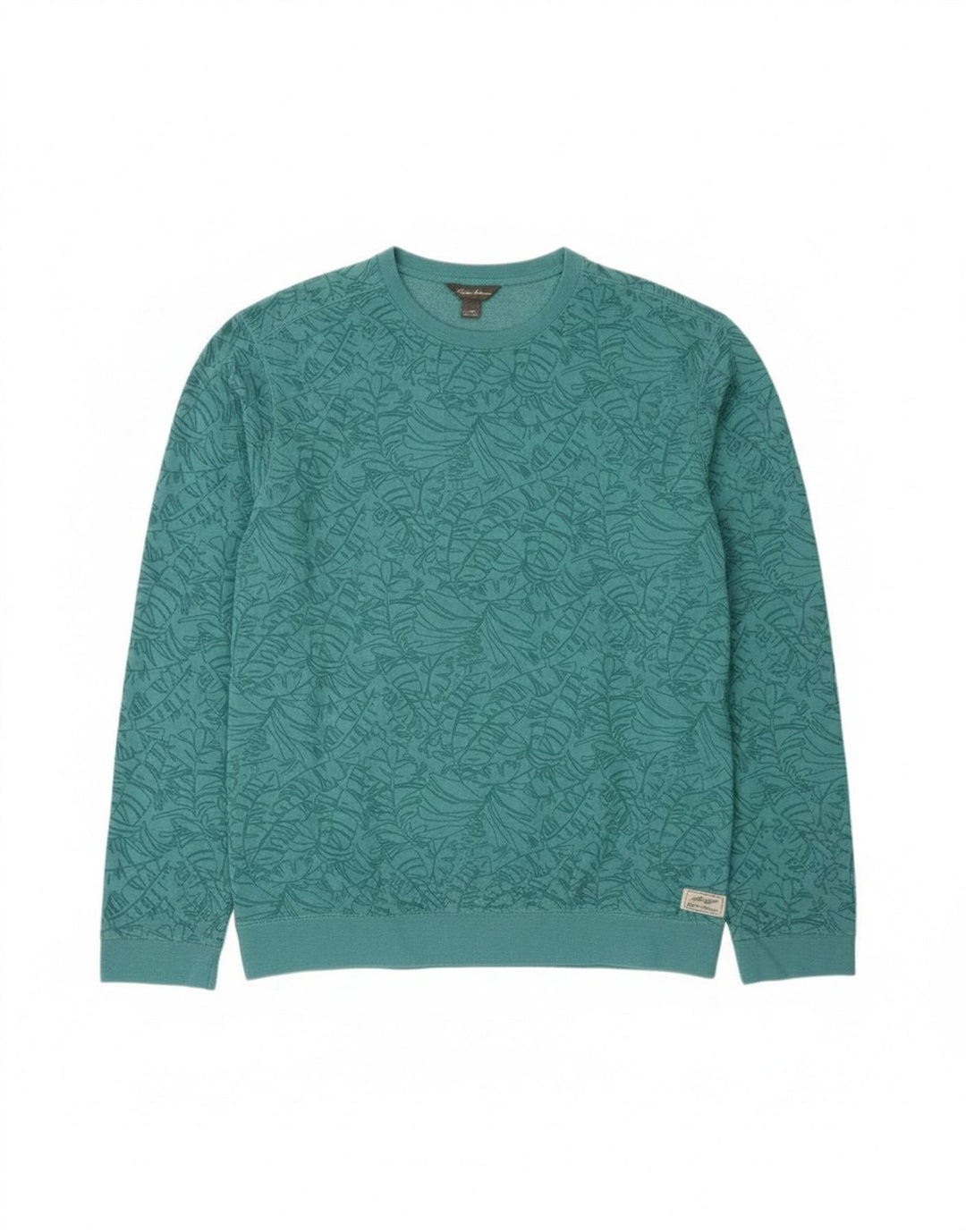 Eddie Bauer Suéter alto masculino XL de algodão floral verde