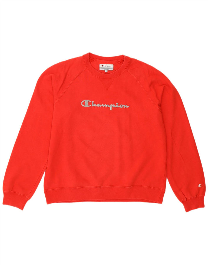 Champion feminino gráfico moletom jumper UK 14 médio algodão vermelho