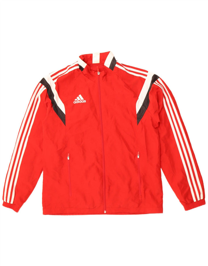 Adidas Mens Treino Top Jaqueta Médio Vermelho Colorblock Poliéster
