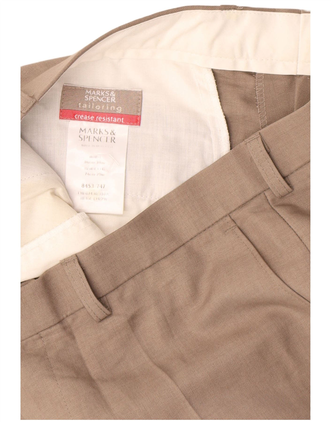 Shorts Chino Masculino Marks & Spencer W34 Grande Poliéster Bege