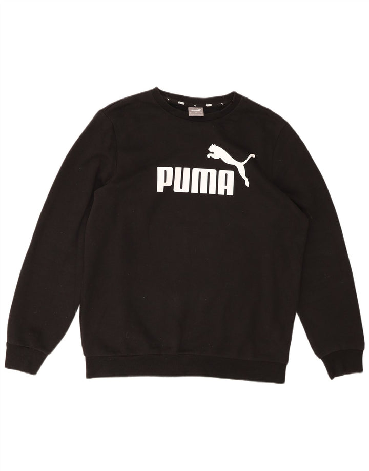 PUMA Mens Graphic Moletom Jumper Médio Algodão Preto