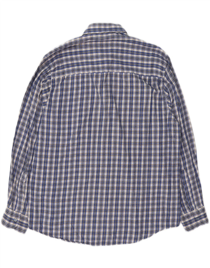 Camisa masculina de flanela VINTAGE grande xadrez azul