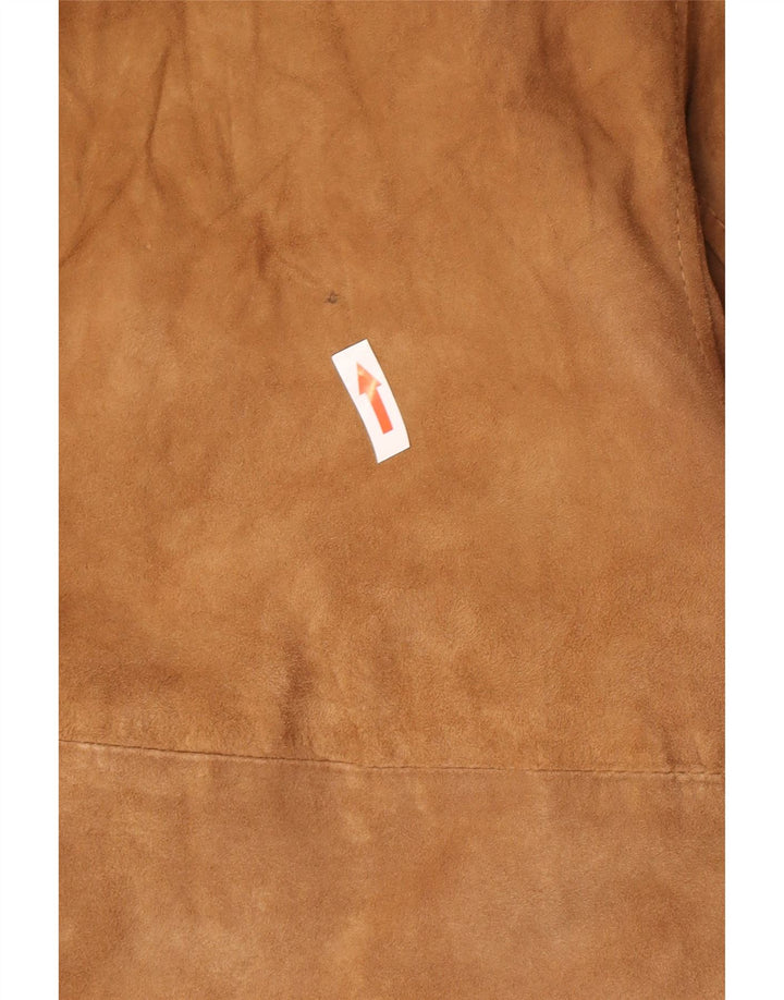 Jaqueta bomber masculina vintage de camurça Reino Unido 44 2XL couro marrom