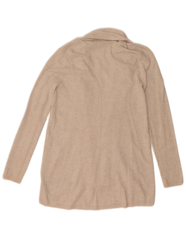 Suéter cardigã aberto feminino Zara Reino Unido 10 viscose manchada bege pequena