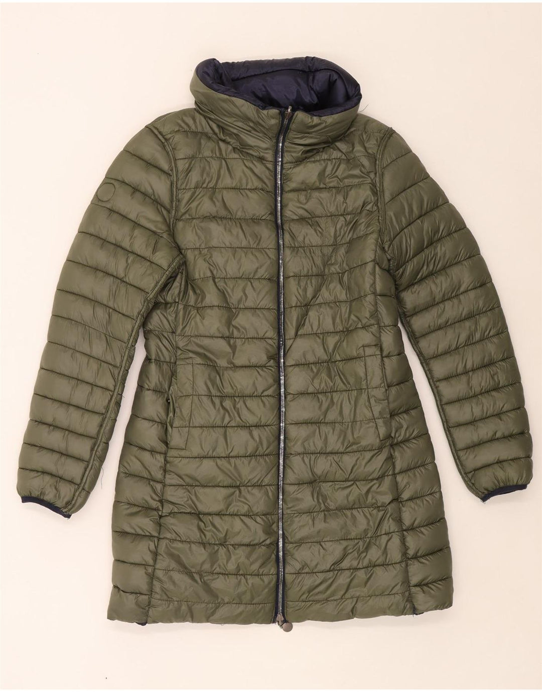 Casaco feminino acolchoado reversível com capuz Colmar Reino Unido 12 médio azul marinho nylon