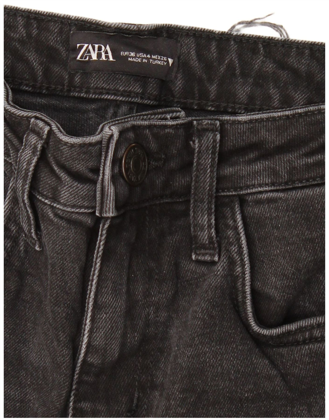 ZARA Calça jeans reta feminina de cintura alta EU 36 XS W26 L27 preta