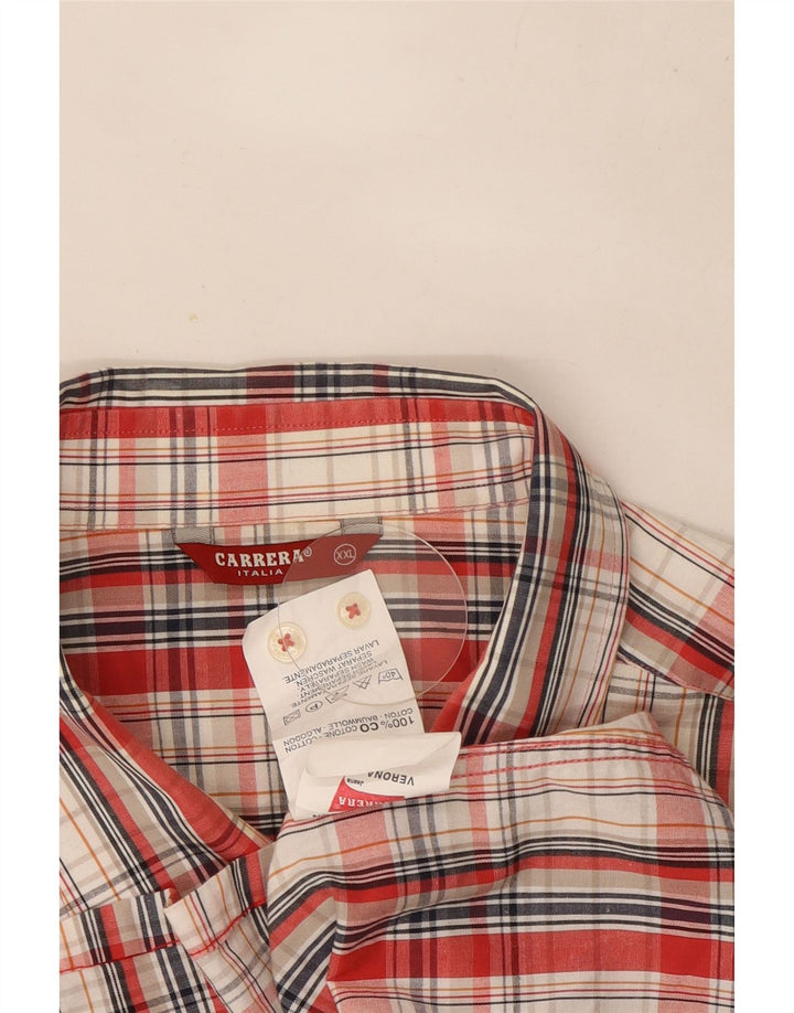 Camisa masculina de manga curta Carrera 2XL algodão xadrez vermelho