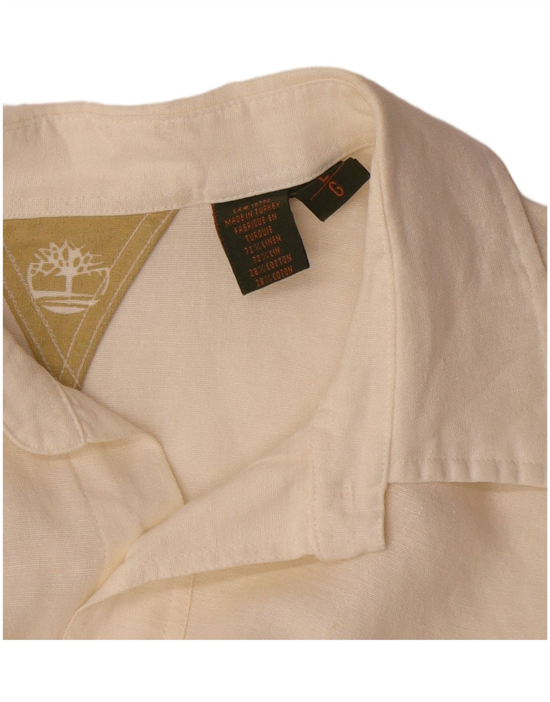 Camisa masculina de manga curta Timberland grande em linho branco