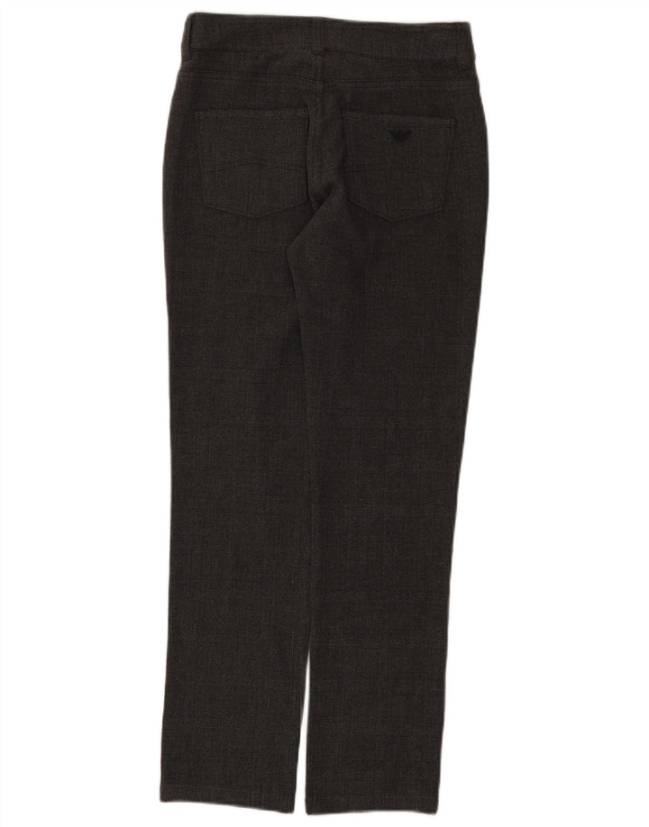 Calça feminina casual slim Armani W26 L28 poliéster xadrez cinza