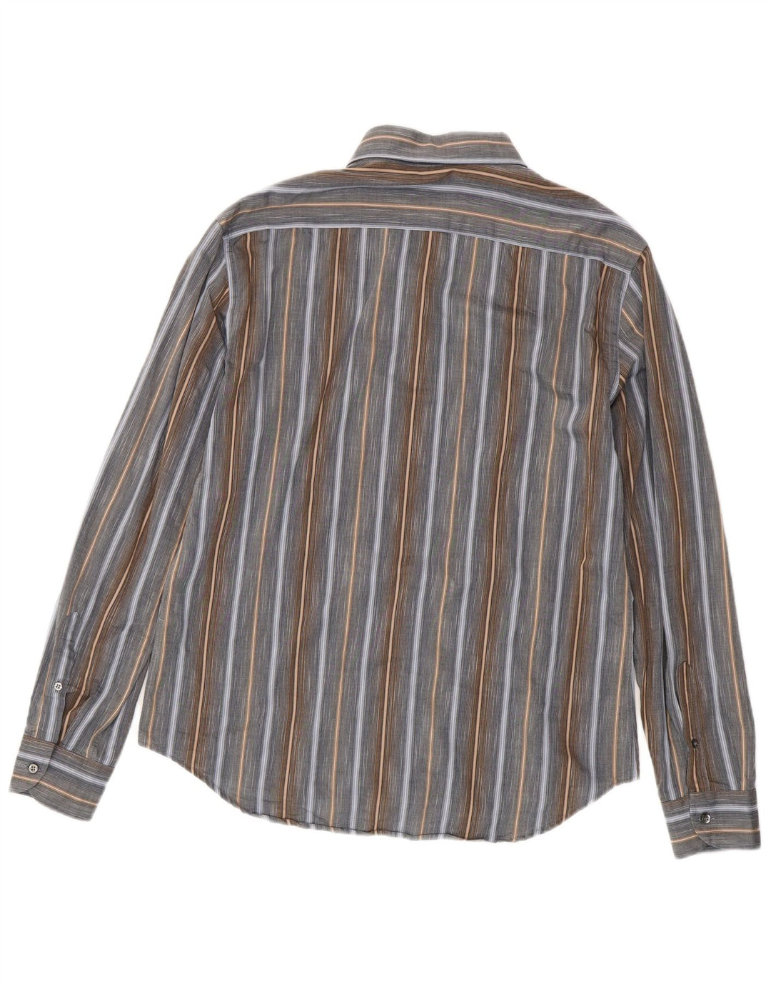 Camisa masculina Roccobarocco grande algodão listrado cinza