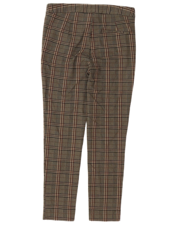 Zara Calça Chino Feminina Slim Médio W28 L27 Marrom Xadrez