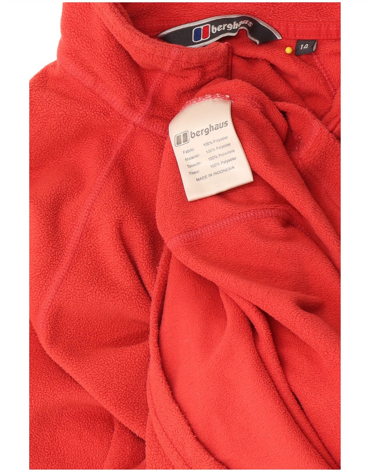 Berghaus Suéter feminino de lã com zíper e gola UK 14 poliéster vermelho médio