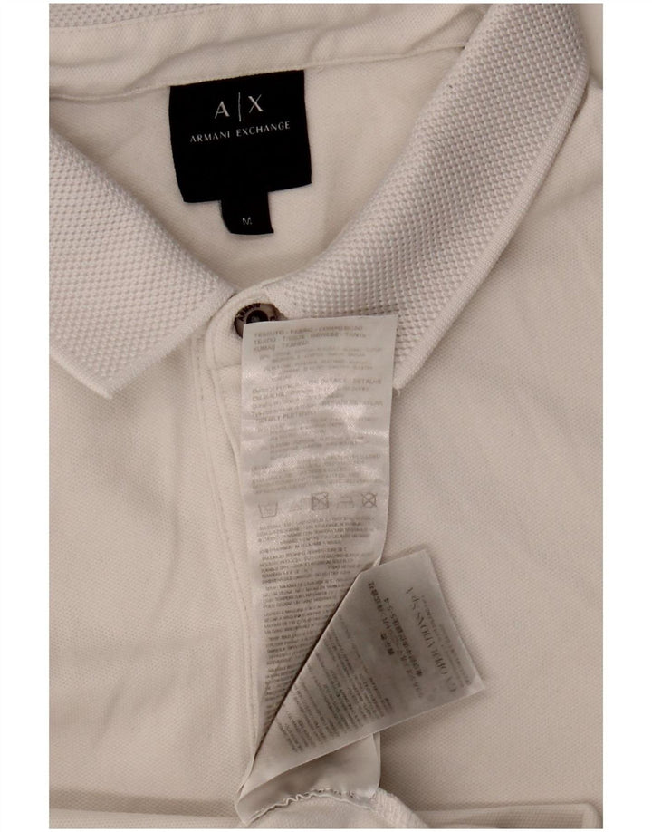 Camisa polo masculina de manga comprida Armani Exchange médio algodão branco