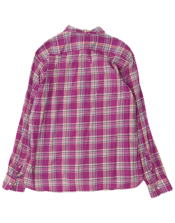 Camisa masculina Tommy Hilfiger Custom Fit XL algodão xadrez roxo